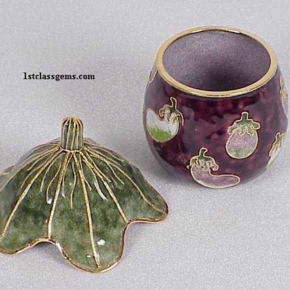 FINAL SALE PRICE NYCO International Cloisonne Eggplant Box - Picture 2 of 2